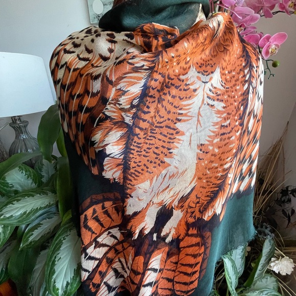 Valentino Owl Graphic Silk Shawl Scarf. - Picture 15 of 16
